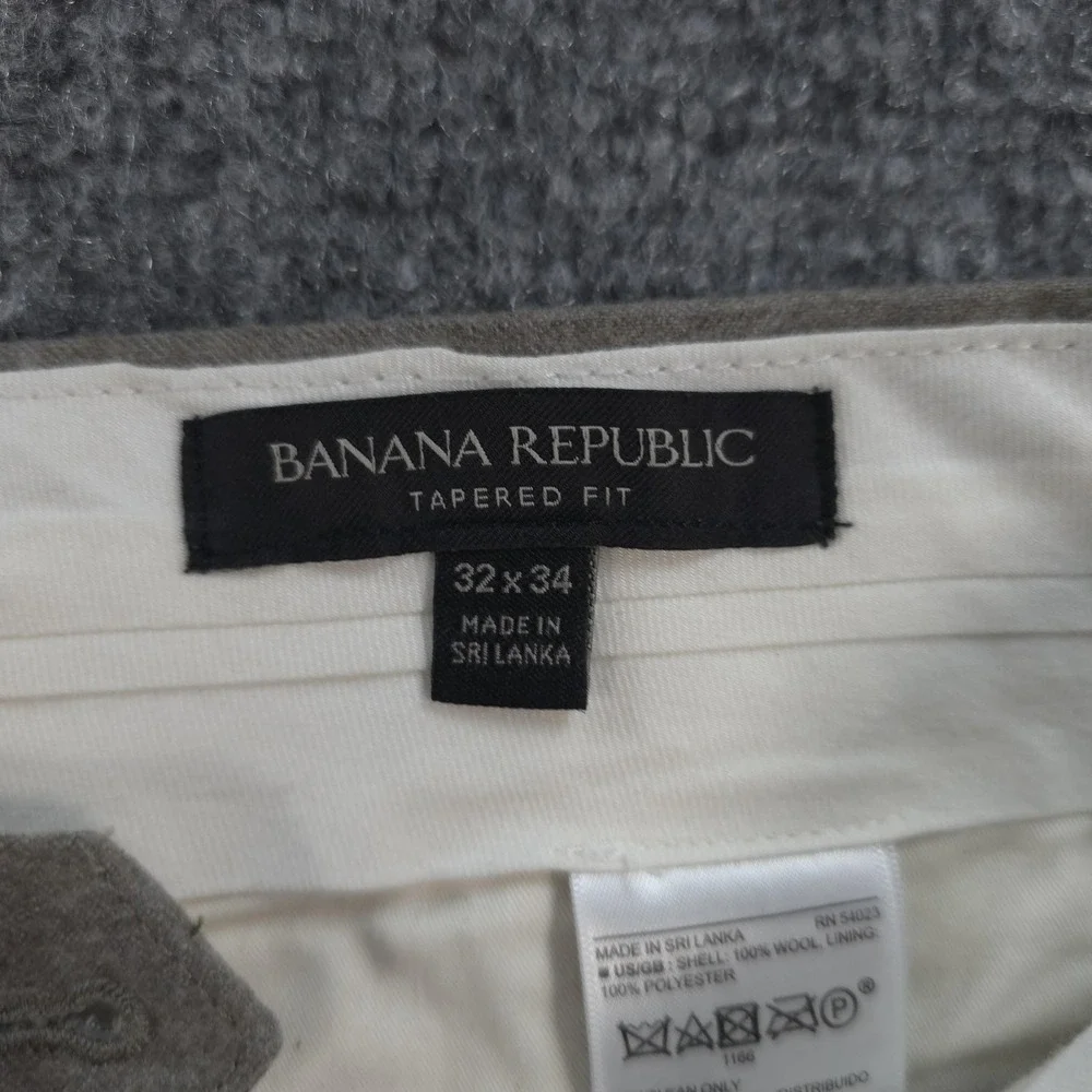 Banana Republic Pants Mens 32x34 Gray Wool Flannel Tapered Dress Vitale Barberis